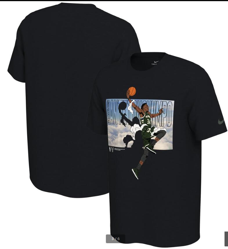 2020 NBA Men Giannis Antetokounmpo Milwaukee Bucks Nike Elevation TShirt Black